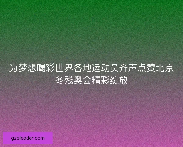 为梦想喝彩世界各地运动员齐声点赞北京冬残奥会精彩绽放