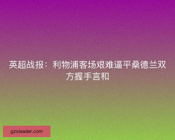 英超战报：利物浦客场艰难逼平桑德兰双方握手言和